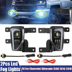2Pcs/Pair Led Fog Lamps Car Front Bumper Driving Lamp Daytime Running LED Fog Lights Fit For Chevy Silverado 1500 2016 2017 2018