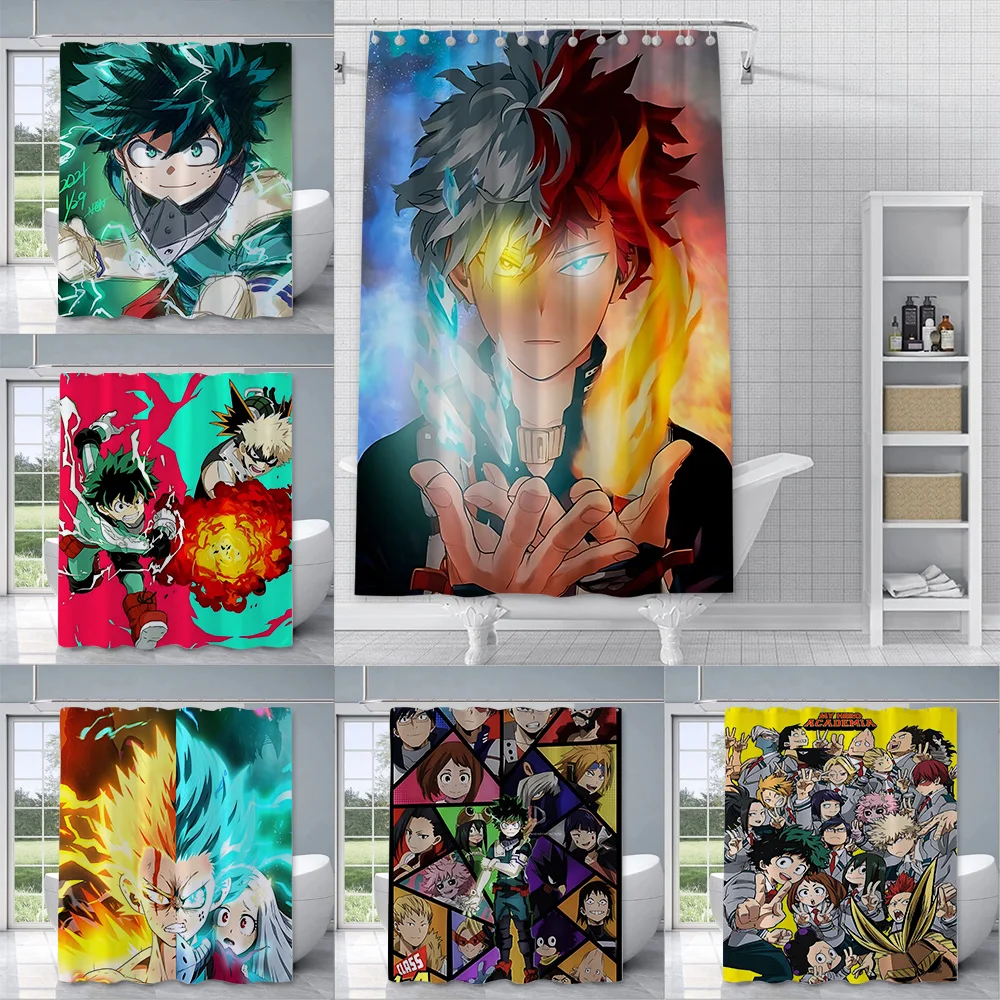 

Japanese HOT Anime My Hero Academia Shower Curtain Waterproof Polyester Fabric Paint Bath Curtains Home Bathroom Decor Curtain