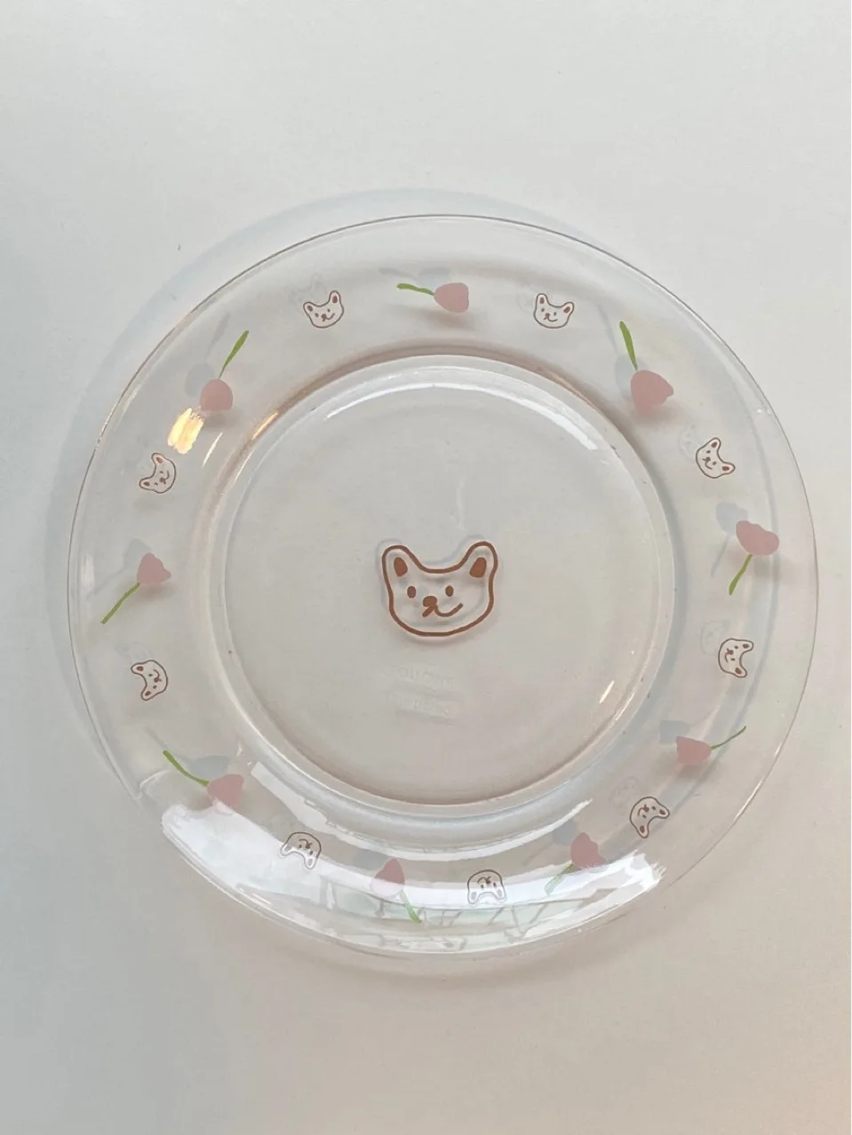 

Korean Style Cartoon Glass Plate, Cute Bear Fruit Salad Dessert Plate, Nordic Tulip Cake Plate, Breakfast Plate