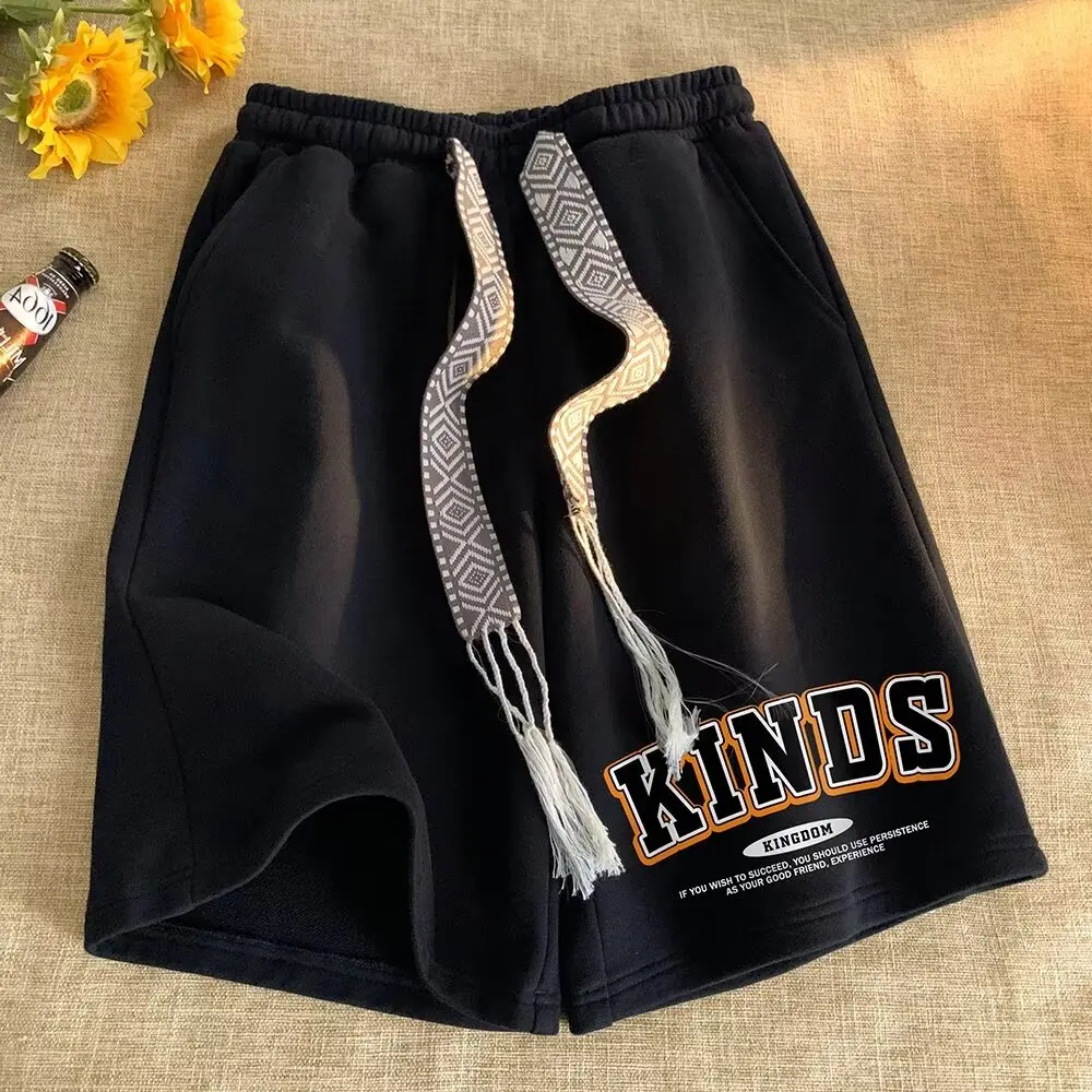 

2024 Summer Men's Shorts Korean Fashion Black Shorts Harajuku High Street Men's Clothing Casual Shorts At Home Streetwear Pants