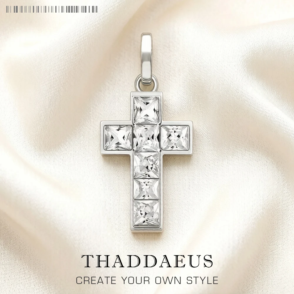 

Pendant White Cross Brand New 925 Sterling Silver Glam Jewelry Europe Accessorie Trendy Gift For Woman
