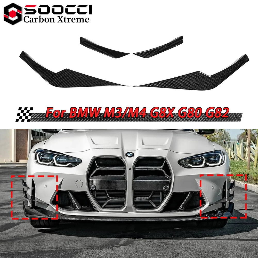 

Dry Carbon Fiber KBR Style Front Canards for BMW M3 G80 G81 M4 G82 G83 Tailor-Made Front Splitter Lip Spoiler Fin Duck Wing