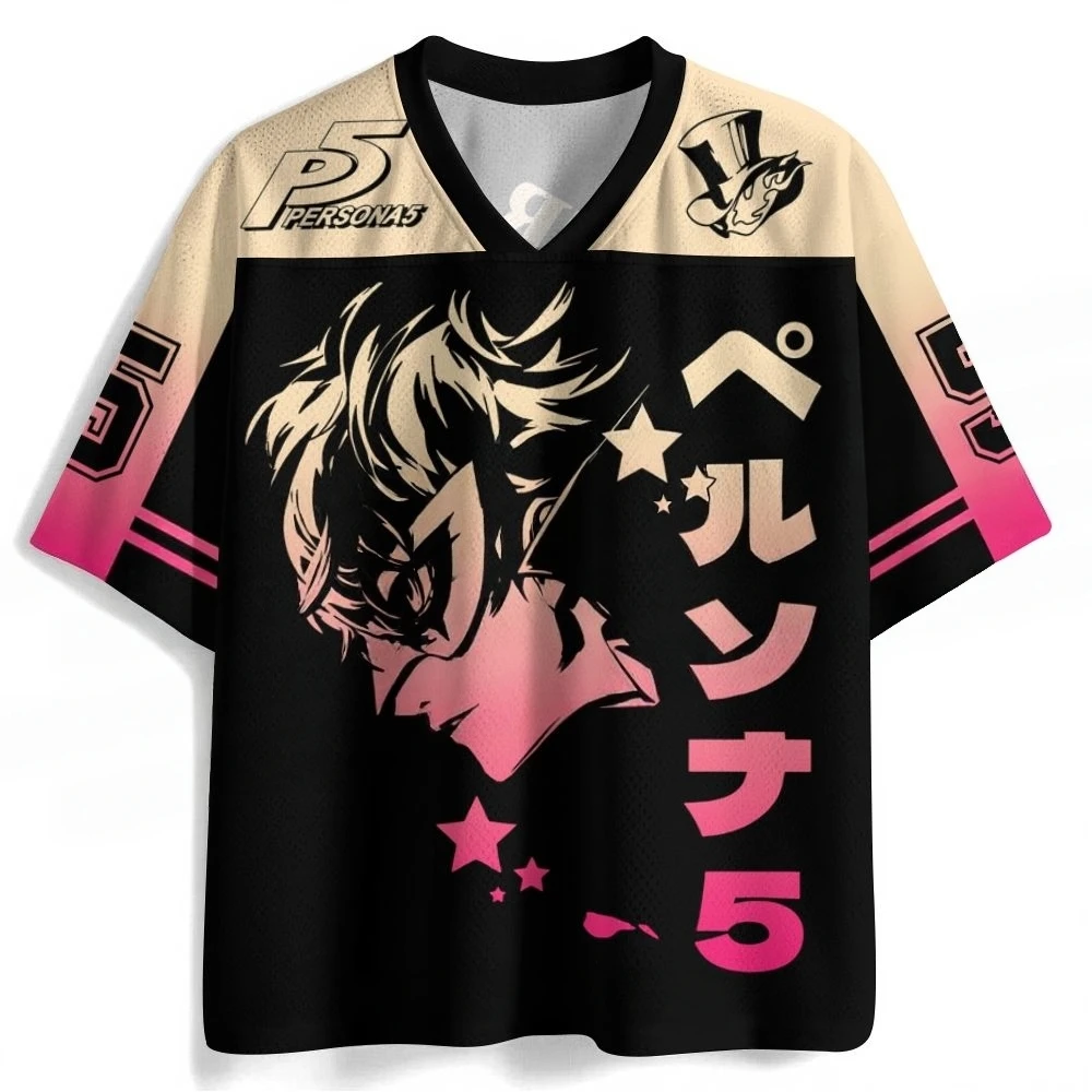 Persona 5 P5 Joker Rain Palace Lotus Men's Double Sided Quick Drying Shirt T-shirt Neutral Anime Loose Short Sleeve Periphery