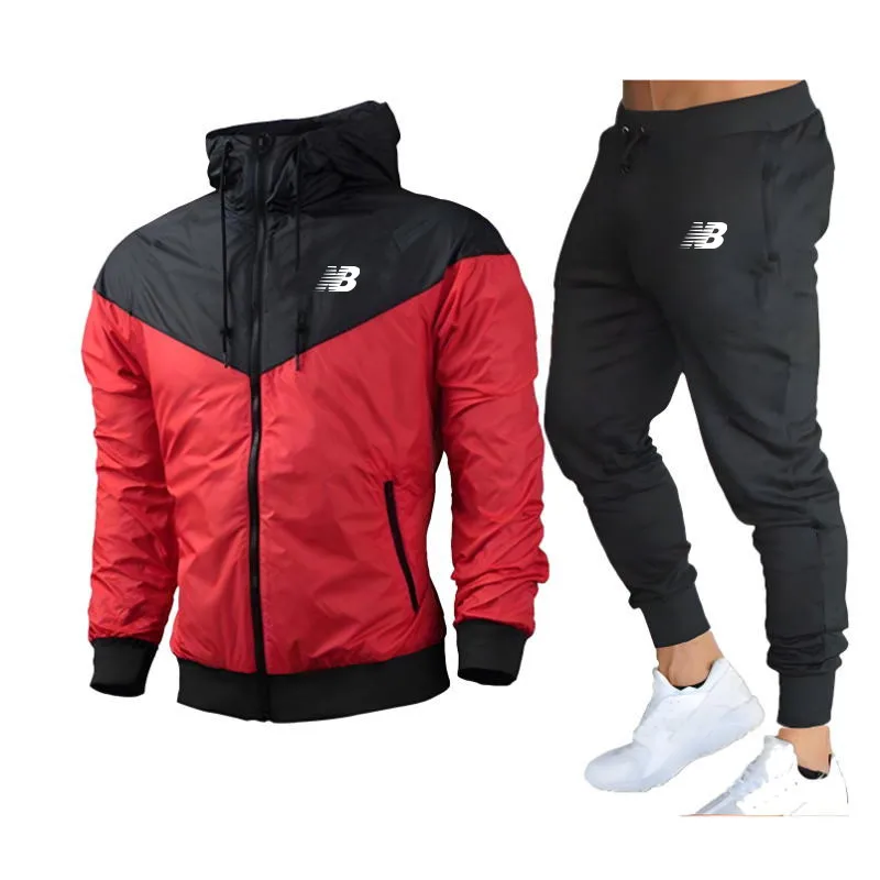 2024 Heren Winter Sport Pak Slim Fit Merk Sportkleding Lange Mouw Hardloopjas, Joggingbroek, Hoge Kwaliteit, 2 Stuks Set