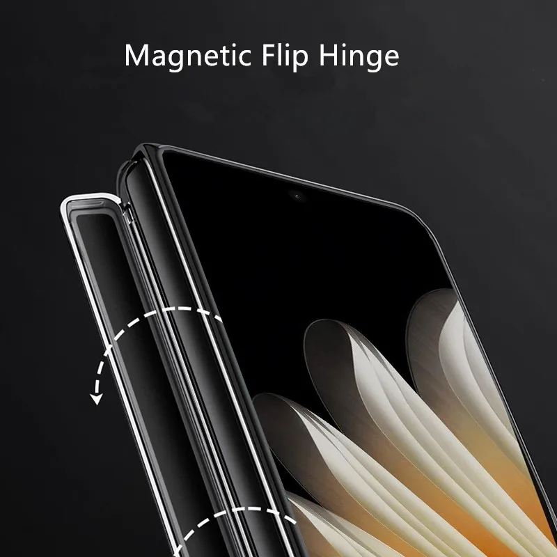 Genuine Cowhide Leather Diamond Glossy Plastic Case For OPPO Find N5 FindN5 Crocodile Grain Magnetic Flip Hinge Cover Glass Film