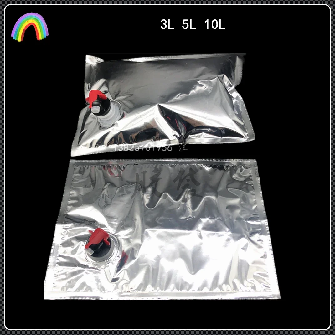 10 Butterfly Valve Aluminum Foil Beverage Storage Bags Leak Proof and Antioxidant Red Wine and Beer Packaging Bag with Faucet