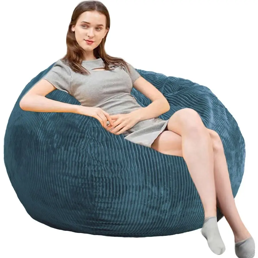 

Bean Bag Chairs with Faux Rabbit Fur Cover, 4 ft Giant Memory Foam Bean Bag Chairs for Adults Teens with Filling,Ultra Soft Fau