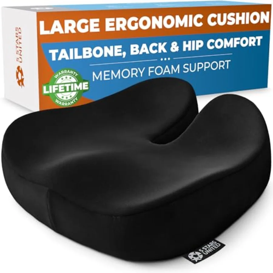 

Seat Cushion for Tailbone Pain Relief Memory Foam Cushion for Coccyx Hip Sciatica and Post-Surgery Recovery Wheelchair Car Desk