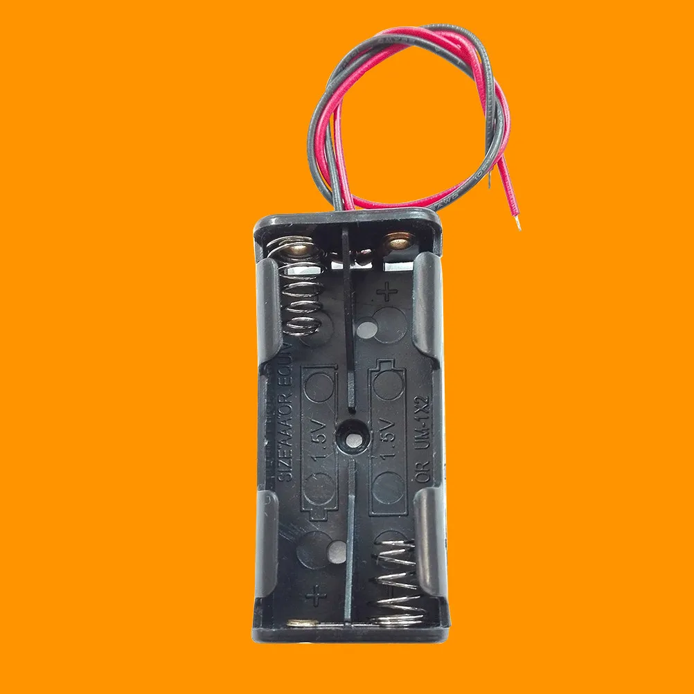 6Pcs Aaa Battery Case Holder for 2 X 1.5V Batteries Heavy Duty Plastic Lightweight Portable Battery Box with Wire Connector Fast