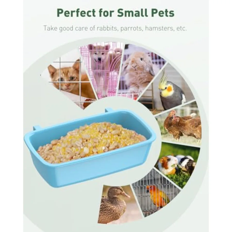 Cage Cups Hanging Plastic Bird Cage Feeders with Hooks 10 oz Rabbit Feeders for Cages Rabbit Food Bowls Waterers Bunny Cage Fee view 3