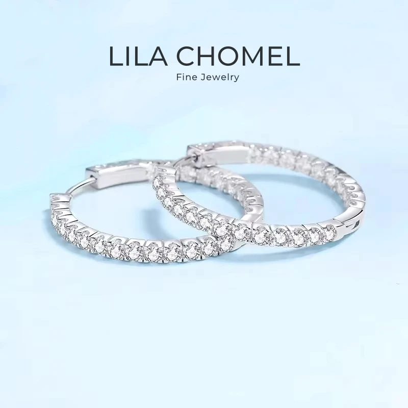 

WOMEN Valentine's Day 18K White Gold Wife Birthday Gift 2.88CT Moissanite Diamond Hoop Earrings Girl Engagement Fine Jewelry