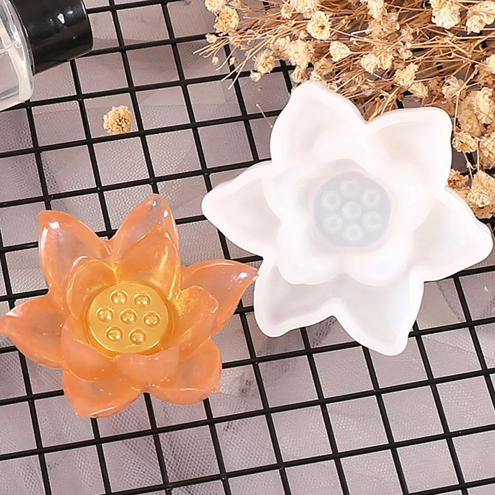 

3 pcs Silicone Lotus Making Diy Crystal Epoxy Handicraft Creative Lotus Shape Ornament For Children Simple Flower Adornment