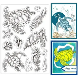 Sea Turtle Clear Stamps for DIY Scrapbooking Sea Ainmals Silicone Stamp Seals Seahorses Transparent Stamps for Cards Making