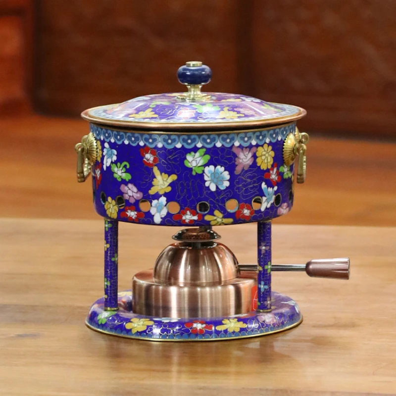 

Copper body wire cutting enamel, cloisonn é inflatable gas stove, small hot pot, one person, one pot