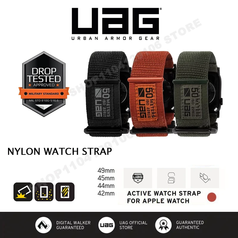 Urban Armor Gear UAG Active Nylon Watch Strap for Apple iWatch SE Series 10/9/8/7/6/5/4/3/2/1 Replacement Watch Band 42/41mm