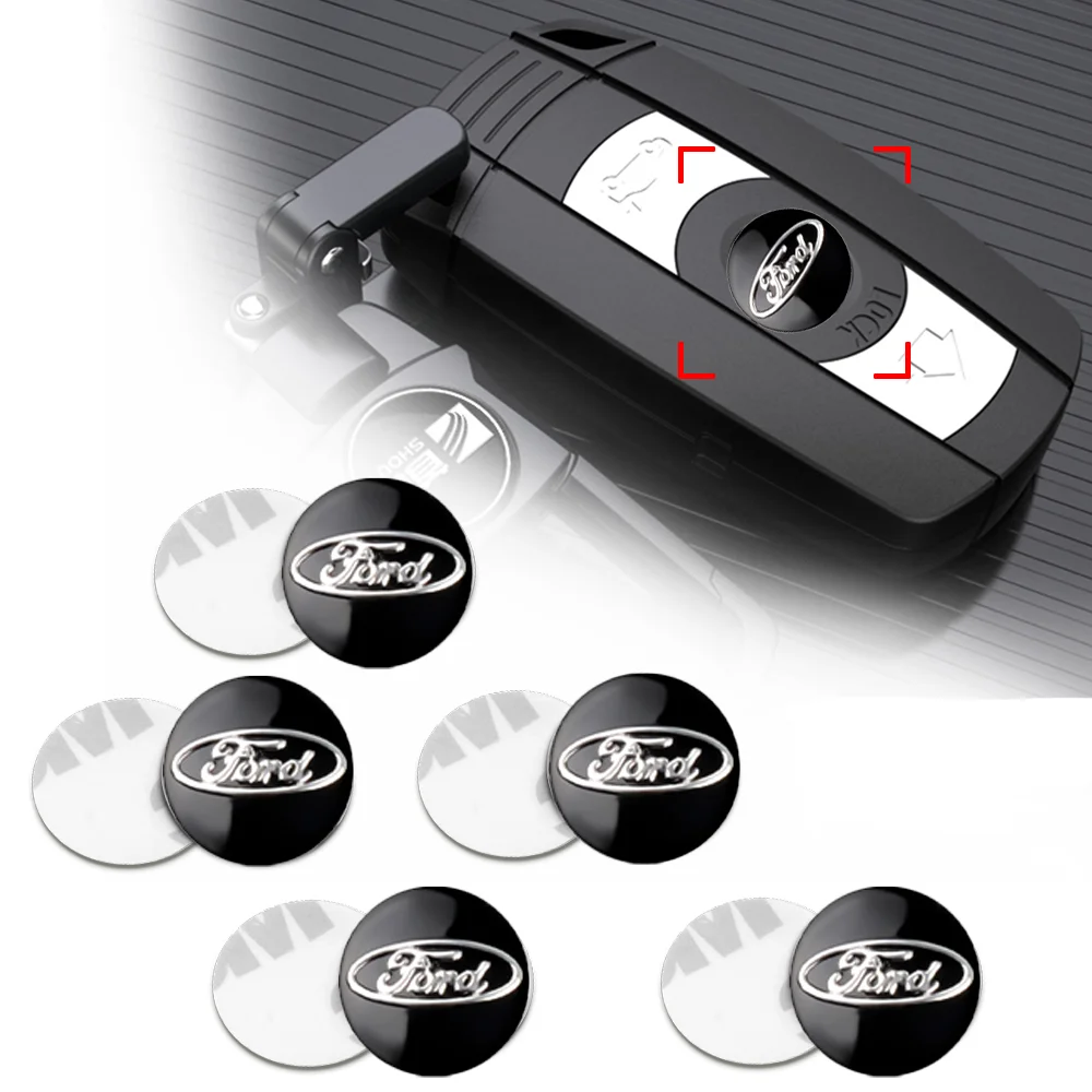 10PCS 14MM Aluminum Auto Badge Key Remote Fob Decals Car Logo Key Shell Stickers For Ford Fiesta Mondeo Fusion Explorer Kuga Mk5