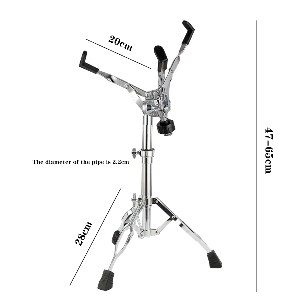 S-3 Snare Drum Rack Metal Tripod Snare Stand with L-Shaped Rubber Claws Intrument Holder for Drum Beginners Professional Drummer