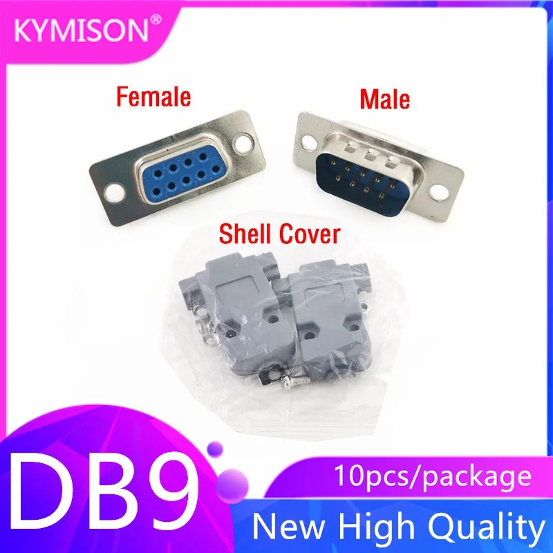 10PCS RS232 DB9 Serial VGA 9 Pin Female 2 Rows Solder Type Plug D-SUB Male Plug Socket Connector