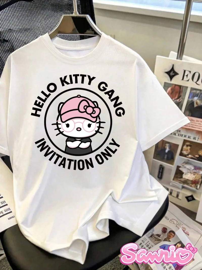 

Женская футболка Sanrio for Hello Kitty — милая футболка с рисунком для группы Hello Kitty, летний модный топ
