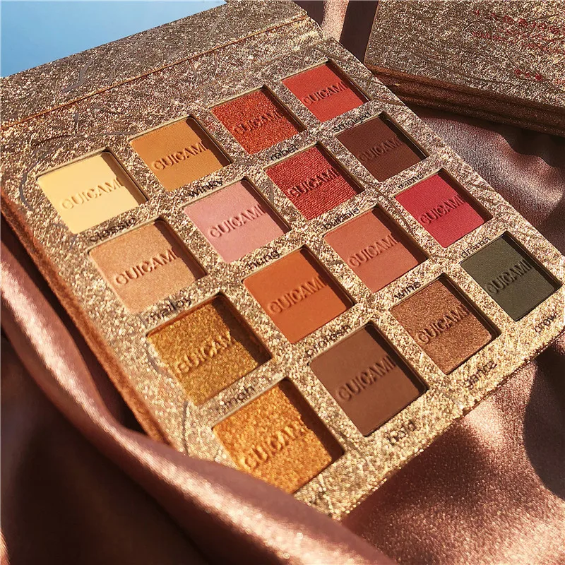 

GUICAMI Champagne Gold 16 Color Eye Shadow Matte Pearlescent Earth Color Makeup Palette Easy to Wear Glitter Eyeshadow Palette