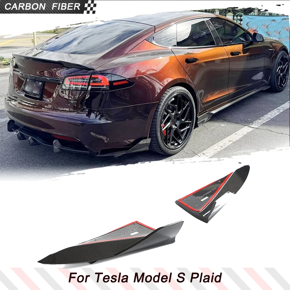 

Разветвители заднего бампера автомобиля из углеродного волокна для Tesla Model S Plaid 2021-2023, разветвители для заднего бампера, диффузор, комплекты кузова Winglets
