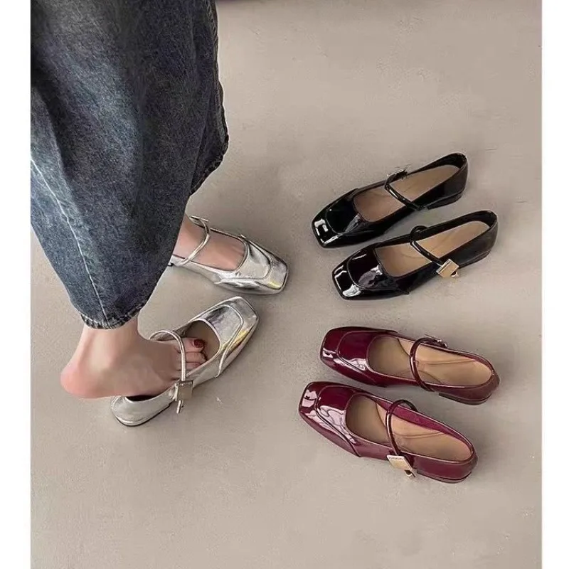 

2025 Woman Pumps Mary Jane Shoes for Women Fashion Medium Heeled Women Single Shoes Soft and Red Ballet Shoes Zapatos De Mujer