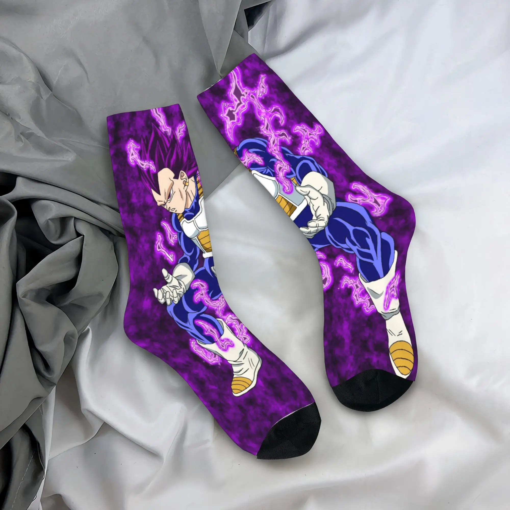 Vegeta Purple Manga Socks  Anti Skid Stockings Men's Quality Outdoor Sports Socks Winter Funny Printed Socks