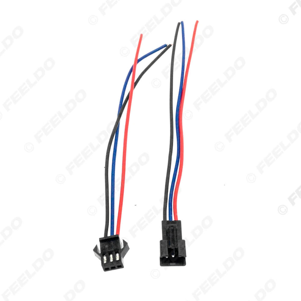 FEELDO Car 3PIN Headlight Pigtail Terminal Male To Female Plug Connecting Wiring For Auto Projector Lens Modification DIY Wire