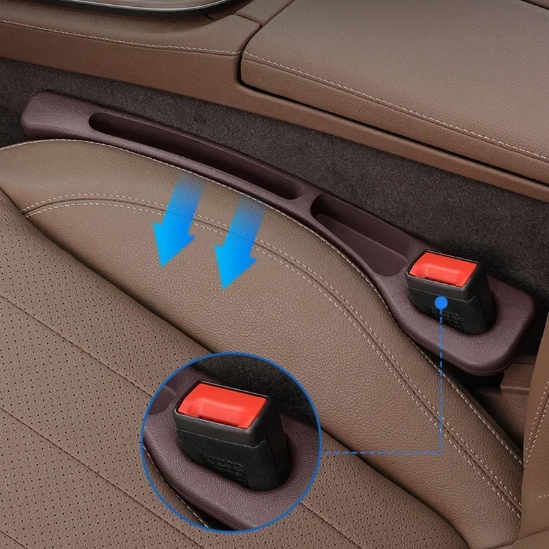 2Pcs Car Seat Gap Filler Organizer PU Waterproof Universal Car Seat Gap Anti-leak Stopper Strip 2Slot Seat Gap Storage Organizer