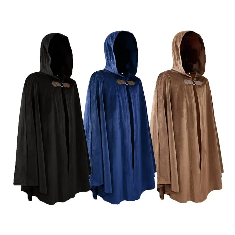

Medieval Buckskin Cloak Halloween Vintage Battle Mage Robe Cosplay Costume for Role-Playing Party and Themed Events