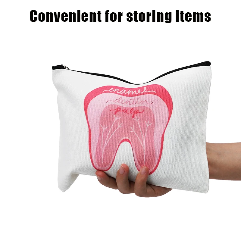 Cartoon Teeth Zipper Bag Cute Tooth Makeup Bags Children Stationery Storage Travel Toiletry Bag Dental Braces Storage Nurse Gift