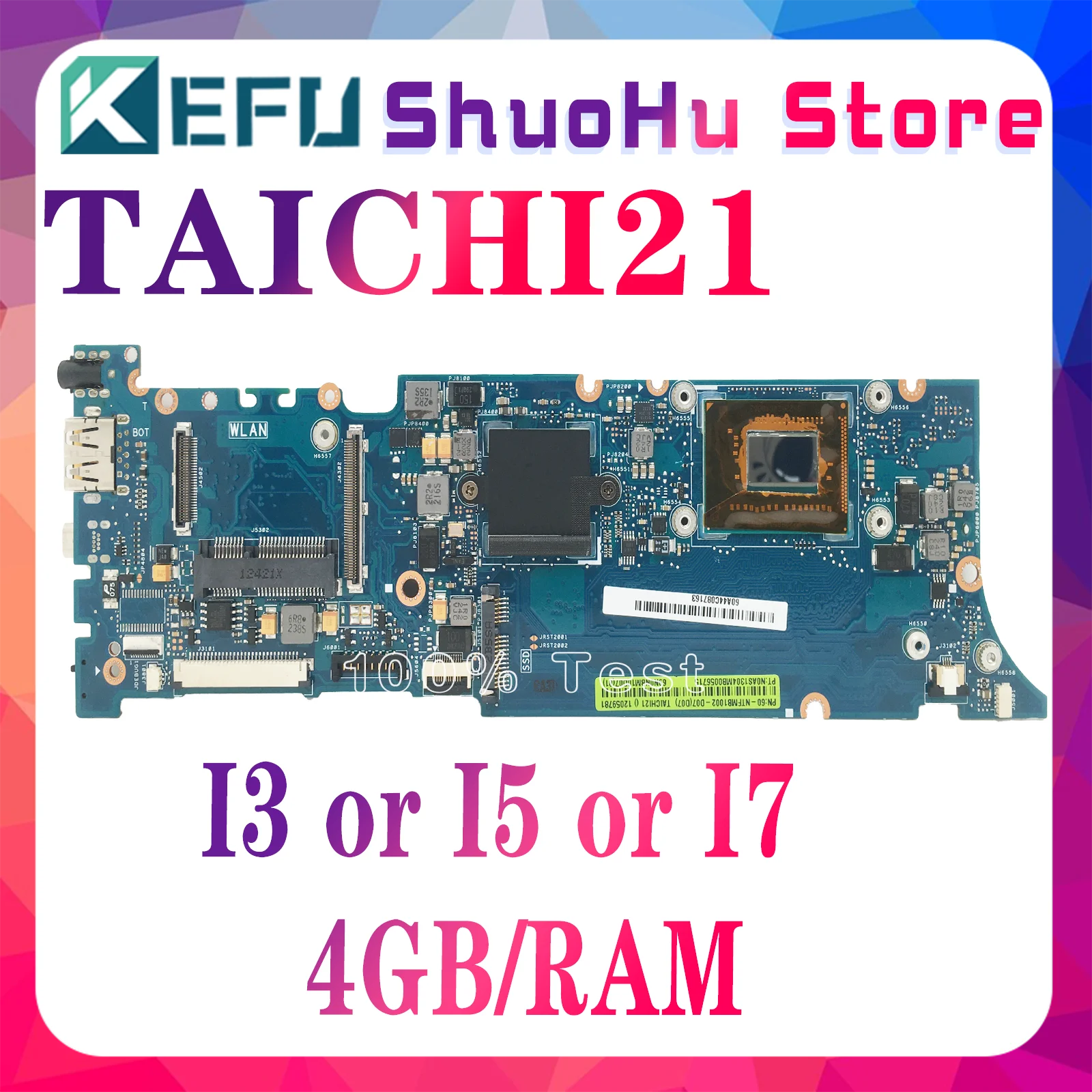 

KEFU Notebook TAICHI21 Mainboard For ASUS TAICHI 21 Laptop Motherboard Maintherboard With I3-3217U I5-3317U I7-3537 CPU 4GB/RAM