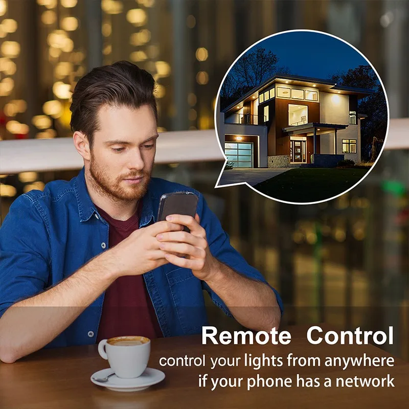 ZAOXI lampu LED Bluetooth Remote Control, 15W E26 Smart WiFi Bluetooth bohlam RGB asisten Google Alexa rumah dapat diredupkan 2700K ~ 6500K