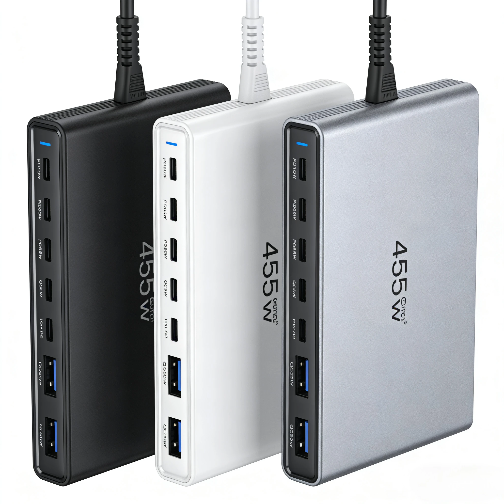 new-ultra-slim-455w-gan-desktop-charger-5c2a-multi-port-fast-charging-for-phones-and-tablets-compatible-with-various-devices