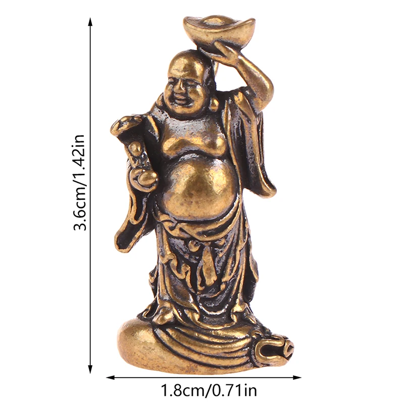 1 pz ottone Maitreya Buddha miniature figurine tasca in ottone piccola statua ornamenti decorazioni per la casa decorazione della scrivania artigianale