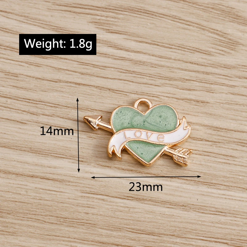 10 Stück niedliche, gemischte, bunte Emaille-Liebesherz-Anhänger für die Herstellung von Halsketten, Ohrringen, Armbändern, DIY-Bastelarbeiten, Schmuckzubehör – Detail 10
