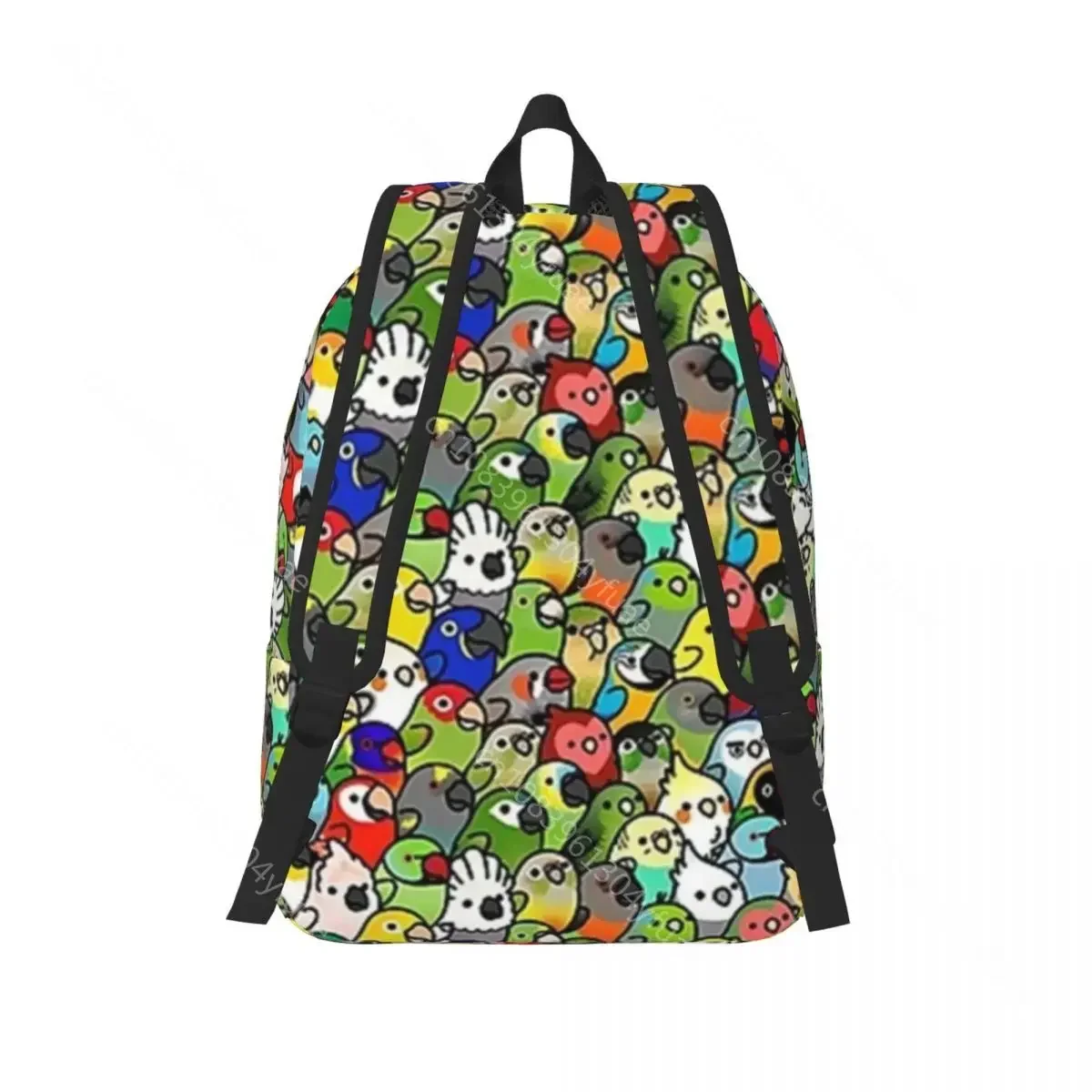 Parrot Meme Canvas Backpacks Cute Birds Print Unique Bag Elementary School Backpack Lightweight Bags
