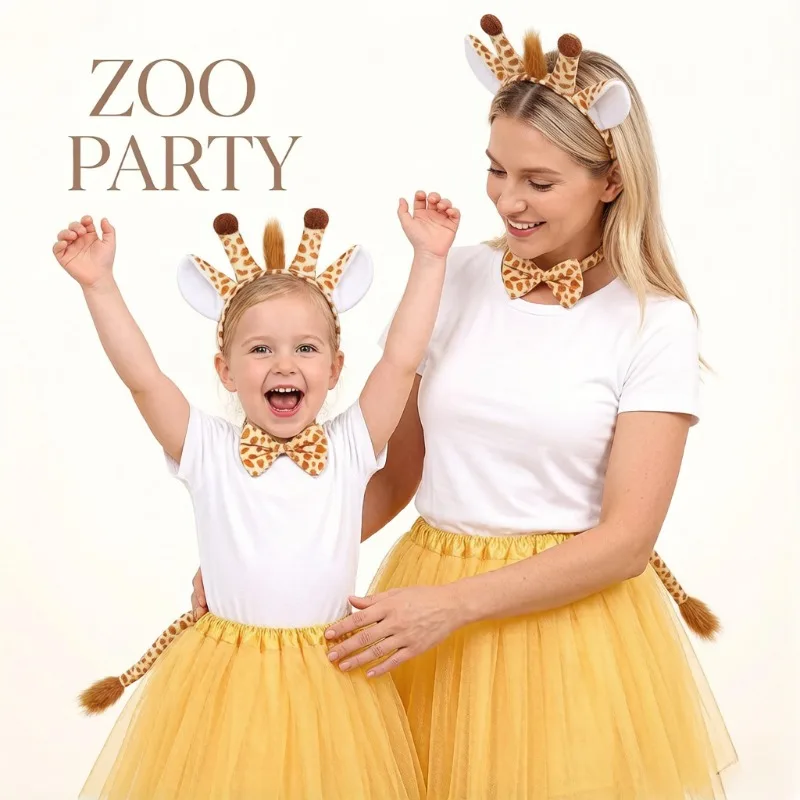 

Giraffe Pattern Fluffy Tutu Set Family Matching Outfit Holiday Birthday Party Stage Show Cosplay Carnival Performance Costume