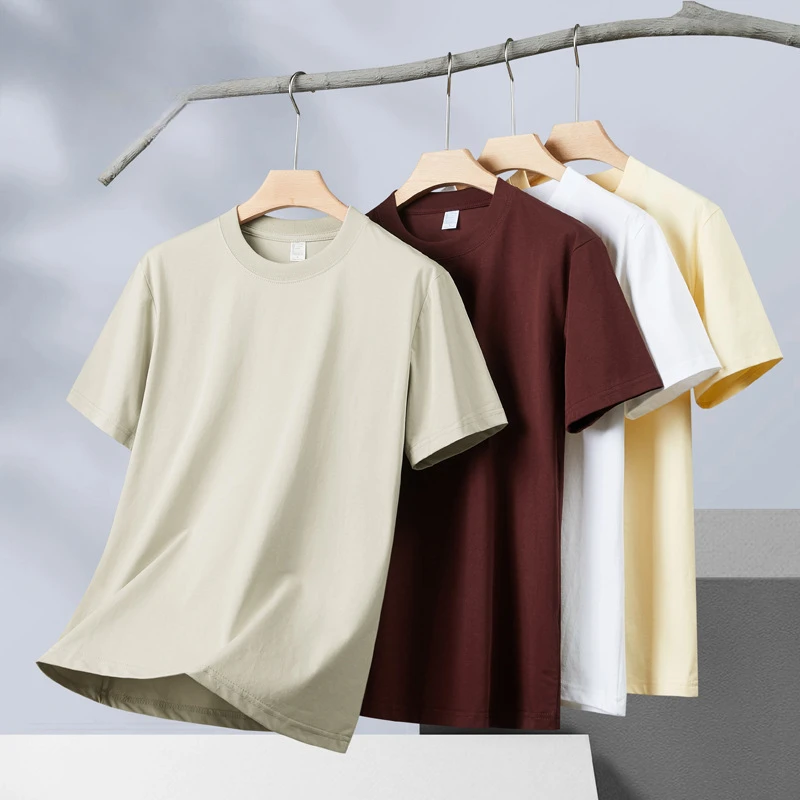

220g Cotton Solid Color Cool T-Shirt Men Women 7A Antibacterial Simple Round Neck Tops Comfortable Casual Sports Loose T Shirt
