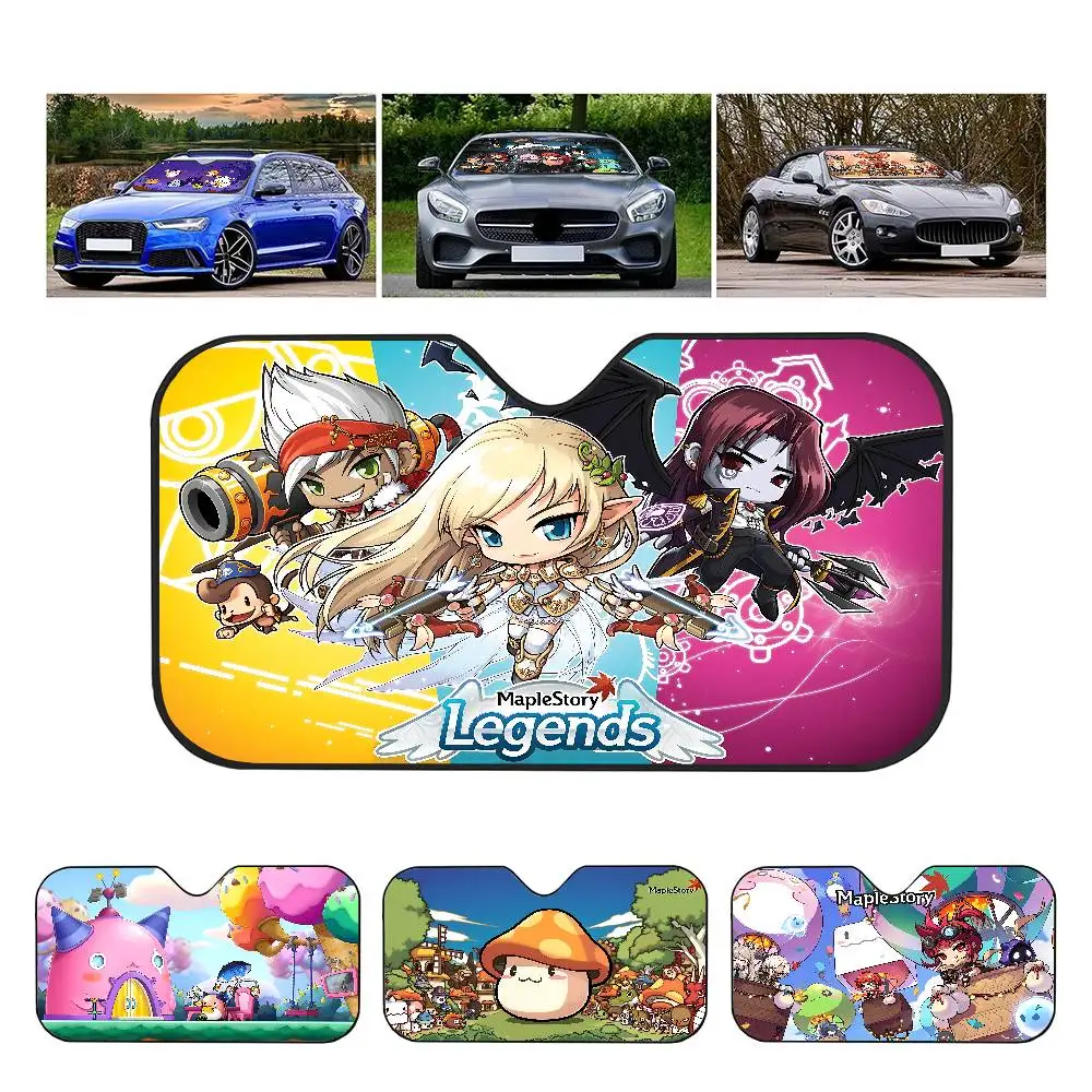 Game Maplestory Cartoon Sunshade UV Protection Heat Electrostatic Film Summer Retractable Window Shade Car Printing