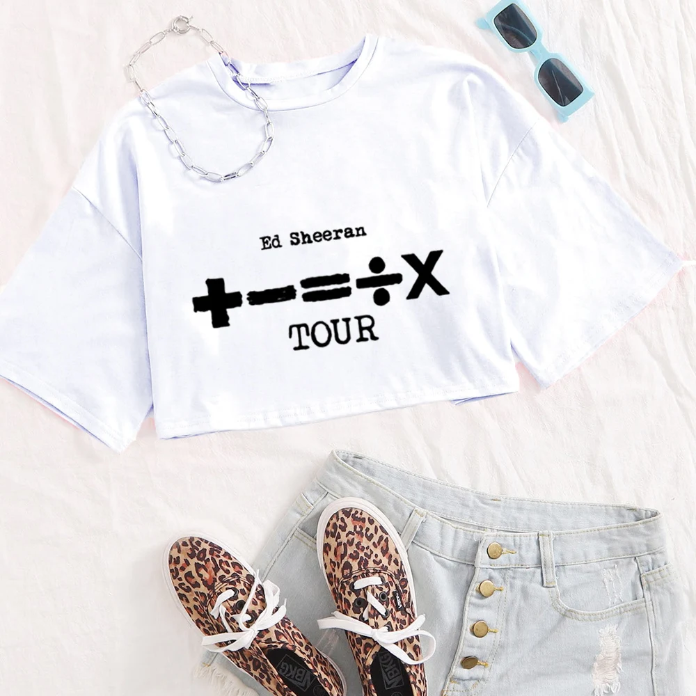 Ed Sheeran Tour 2024 Shirt Tops O-Neck Short Sleeves Casual Fans Gift Regular Girls Clothing Super-short Printing