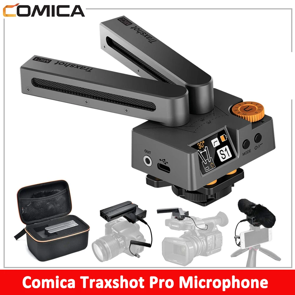 Comica Traxshot Pro Transformable Microphone Super Cardioid Shotgun Mic for Canon Nikon Sony Camera Phone Tablet Computer PC