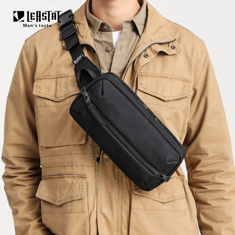 Leastatt-riñonera impermeable para hombre, bolsa de cintura para deportes al aire libre, bolso cruzado informal de viaje, alta calidad