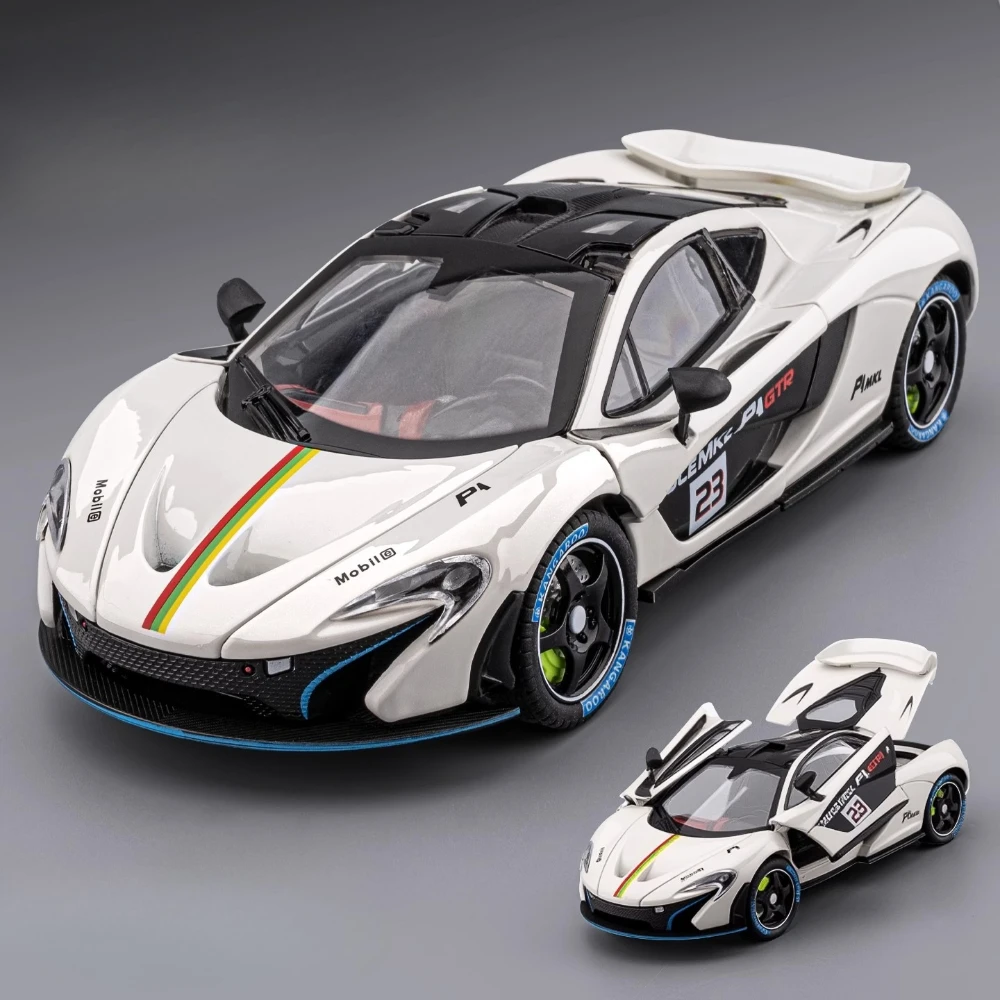 1:24 P1 Senna Car Toy Model Alloy Diecast Doors Opened Supercar Wheel Steering Shock Absorption Models for Children's Toys