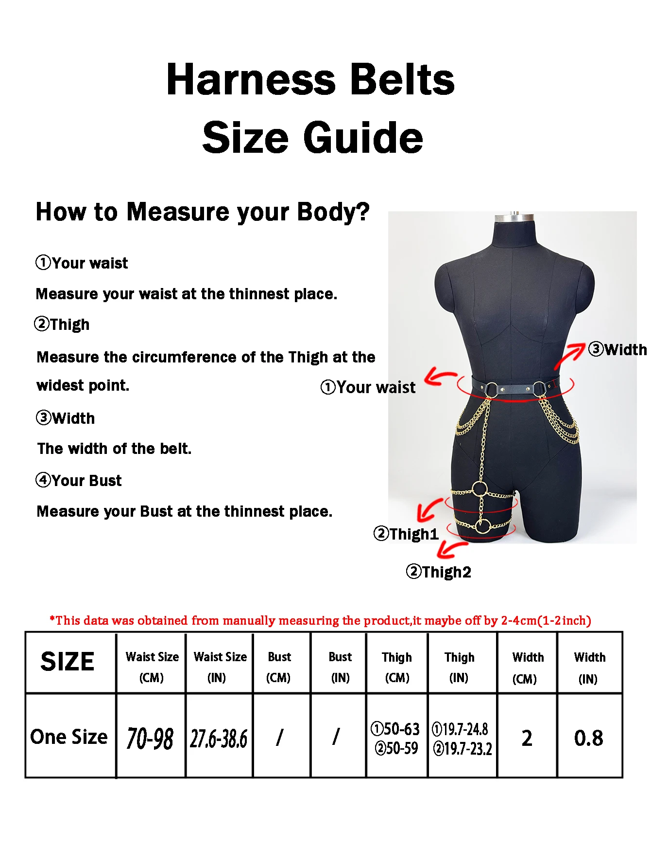  Frauen PU Leder Harness Gürtel Gold Taille Kette Harness Mode Bund Zubehör Freizeit Punk Gothic Kleidung Schmuck Gürtel – Detail 4