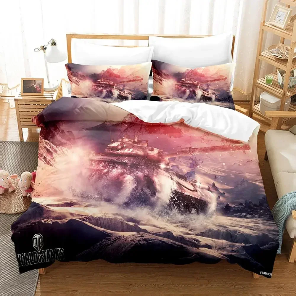 Tank War Theme Comfortable Duvet Quilt Cover Pillowcase Bedding Set Children Bedroom Decoration Home Textile