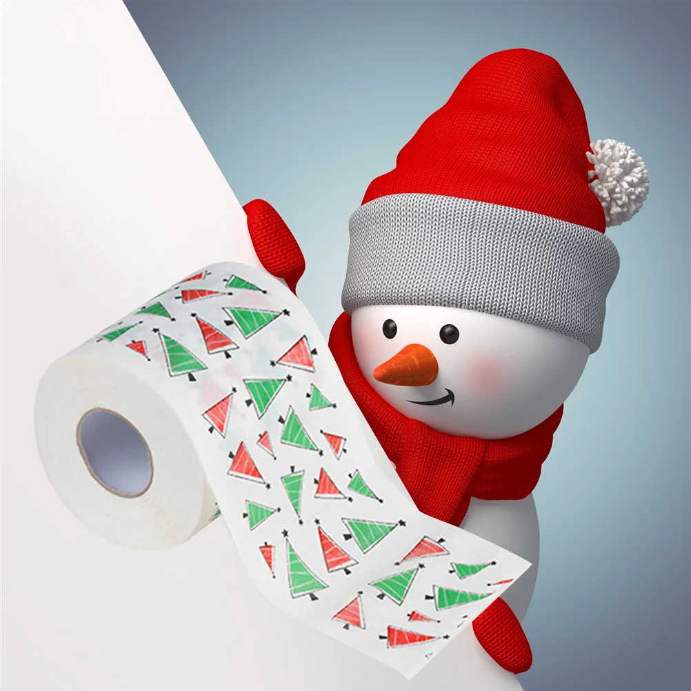 

Christmas Tree Tissue Roll Santa Printed Table Toilet Paper Holiday Kitchen Bathroom Decor Festive Xmas Roll Paper