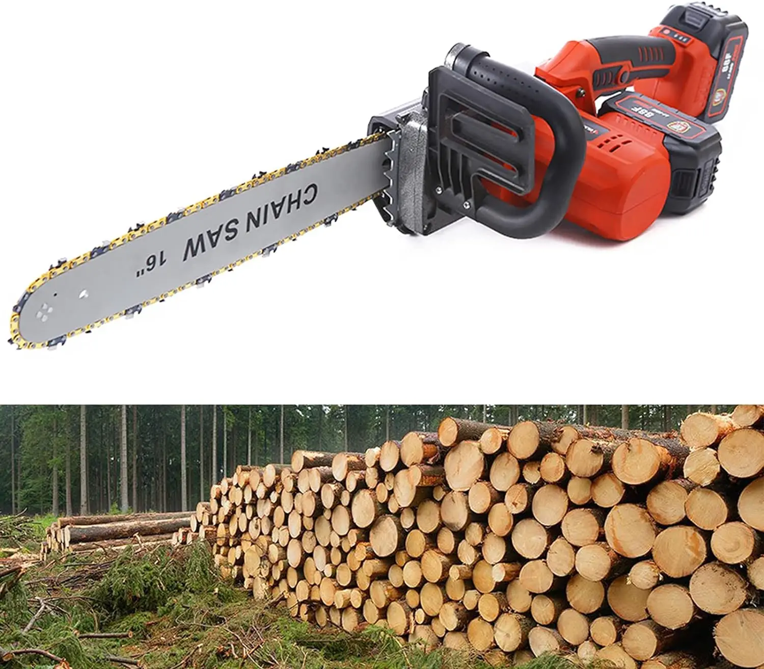 16 Inch Portable Chain Saw Blade Fast Cutting High Wear-Resistant Good Heat Dissipation Battery not included, no plug