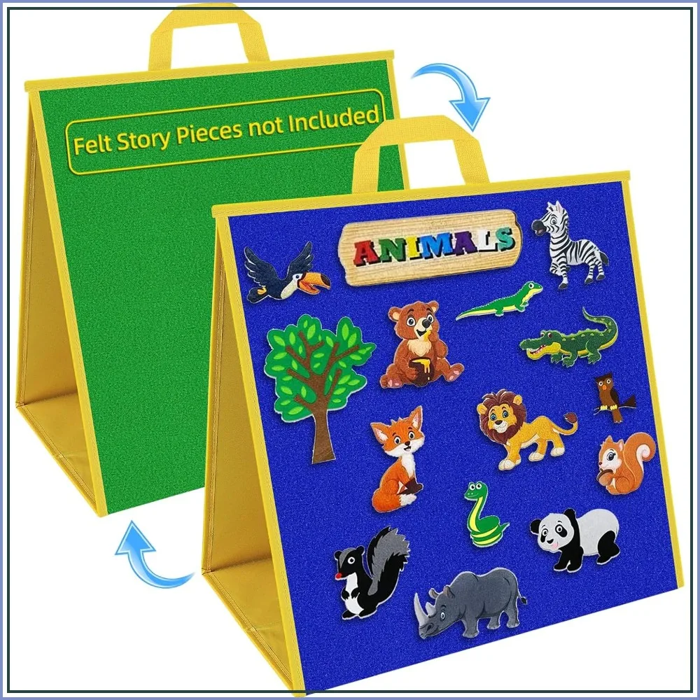 17"x17" Felt Board for Toddlers, Flannel Board for Interactive Storytelling, Visual Schedule & Learning Activities