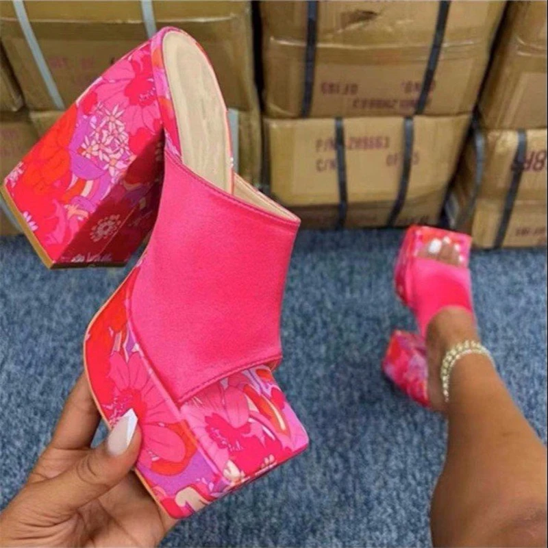 Chunky Platform High Heels Sandals Women 2023 Summer Thick Heeled Beach Slippers Woman Plus Size 43 Outdoor Slides Flip Flops